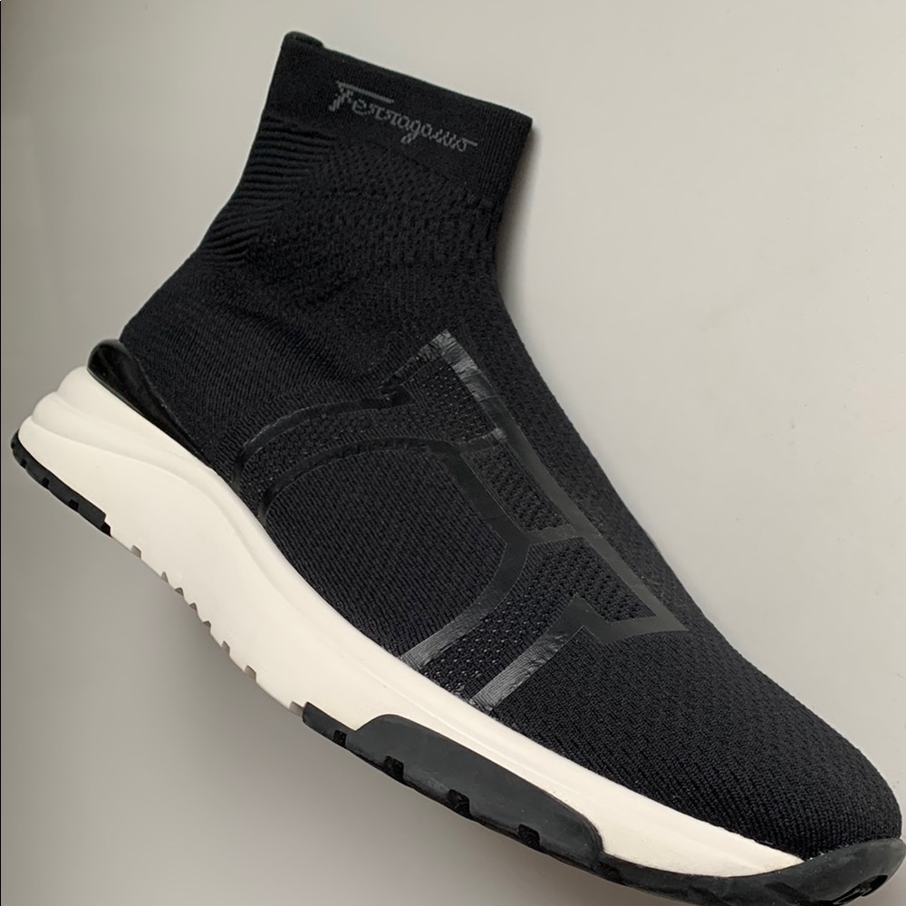 Salvatore Ferragamo Soft Knit Black High-Top Sneaker